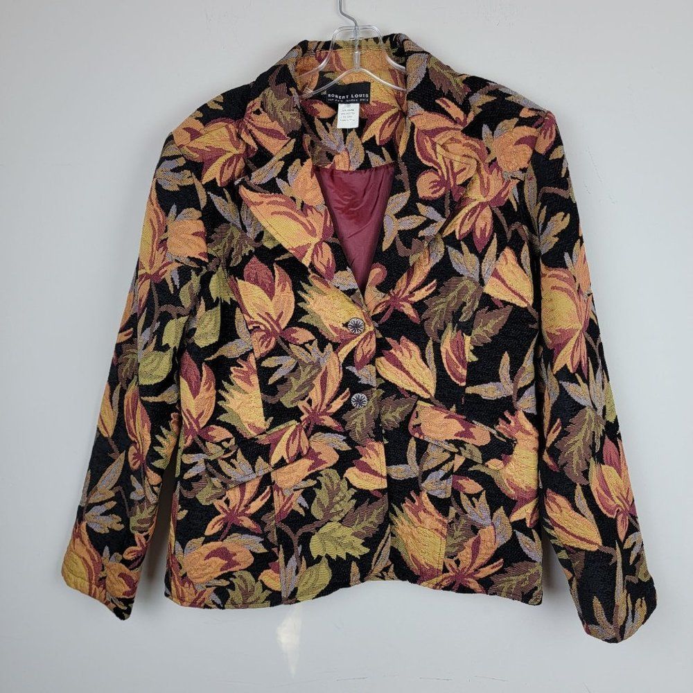Vintage Robert Louis Tapestry Floral Prints Single Breasted Two Buttons Jacket M